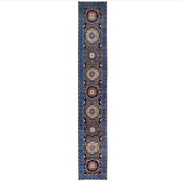 Hand-Knotted Antique Mamluk Design 100% Wool Rug (Size 2.6 X 15.9) Cwral-10725