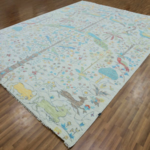 Hand-Knotted Paradise Birds & Animals Design Handmade Rug (Size 10.1 X 13.10) Cwral-10758