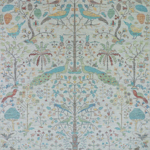 Hand-Knotted Paradise Birds & Animals Design Handmade Rug (Size 10.1 X 13.10) Cwral-10758