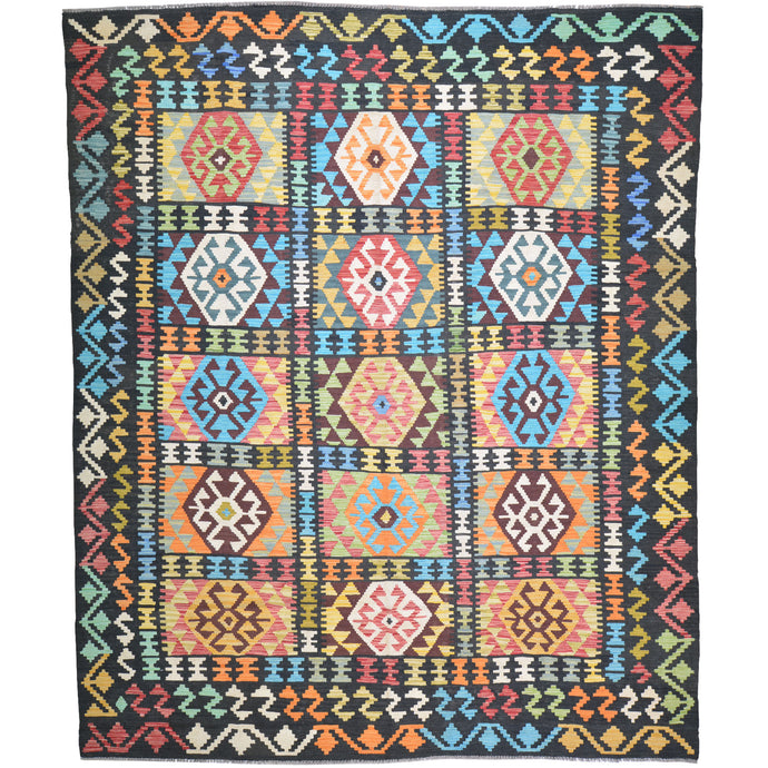 Hand-Woven Reversible Traditional Design Handmade Kilim Rug (Size 8.4 X 9.7) Cwral-10782