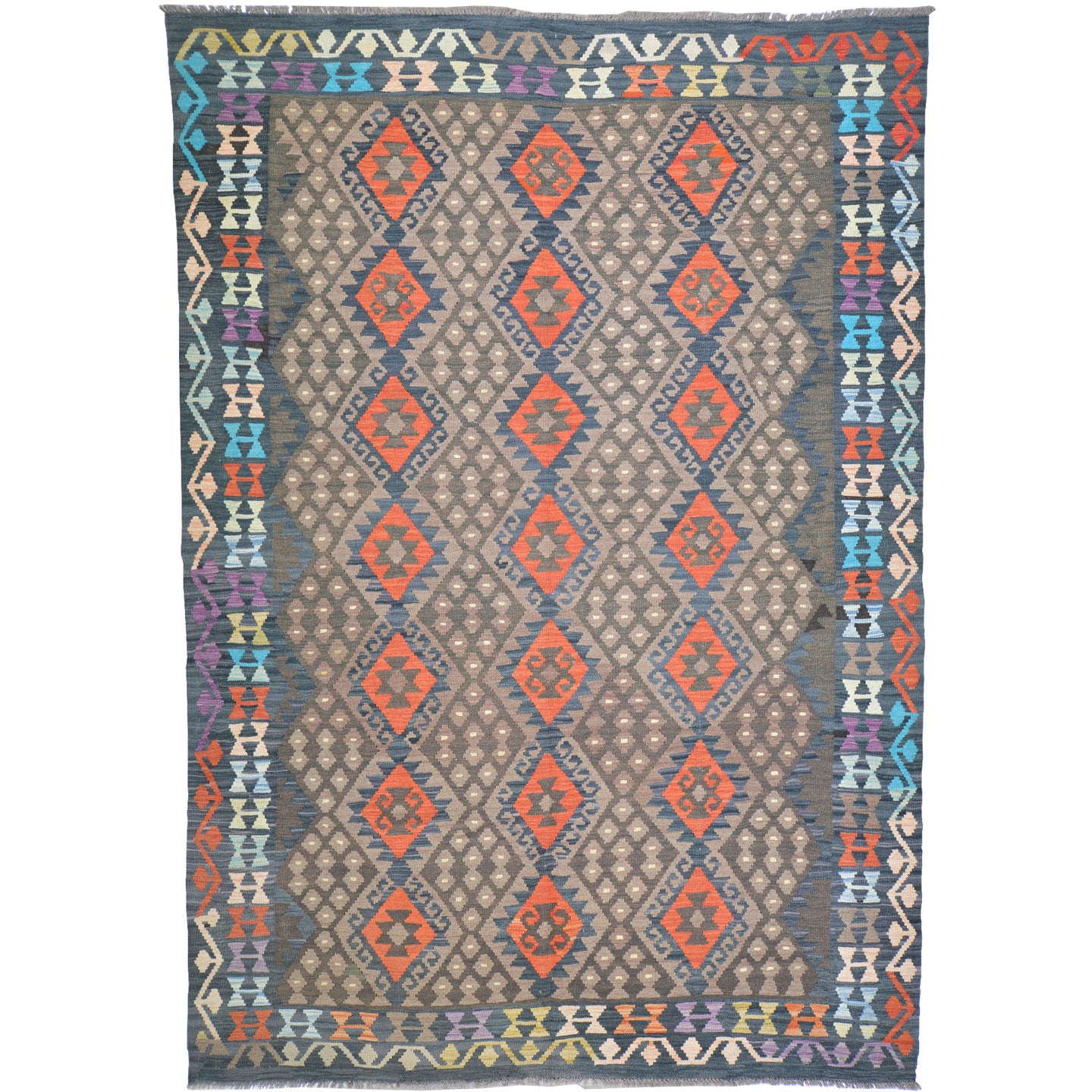 Hand-Woven Reversible Traditional Design Handmade Kilim Rug (Size 6.9 X 9.5) Cwral-10794