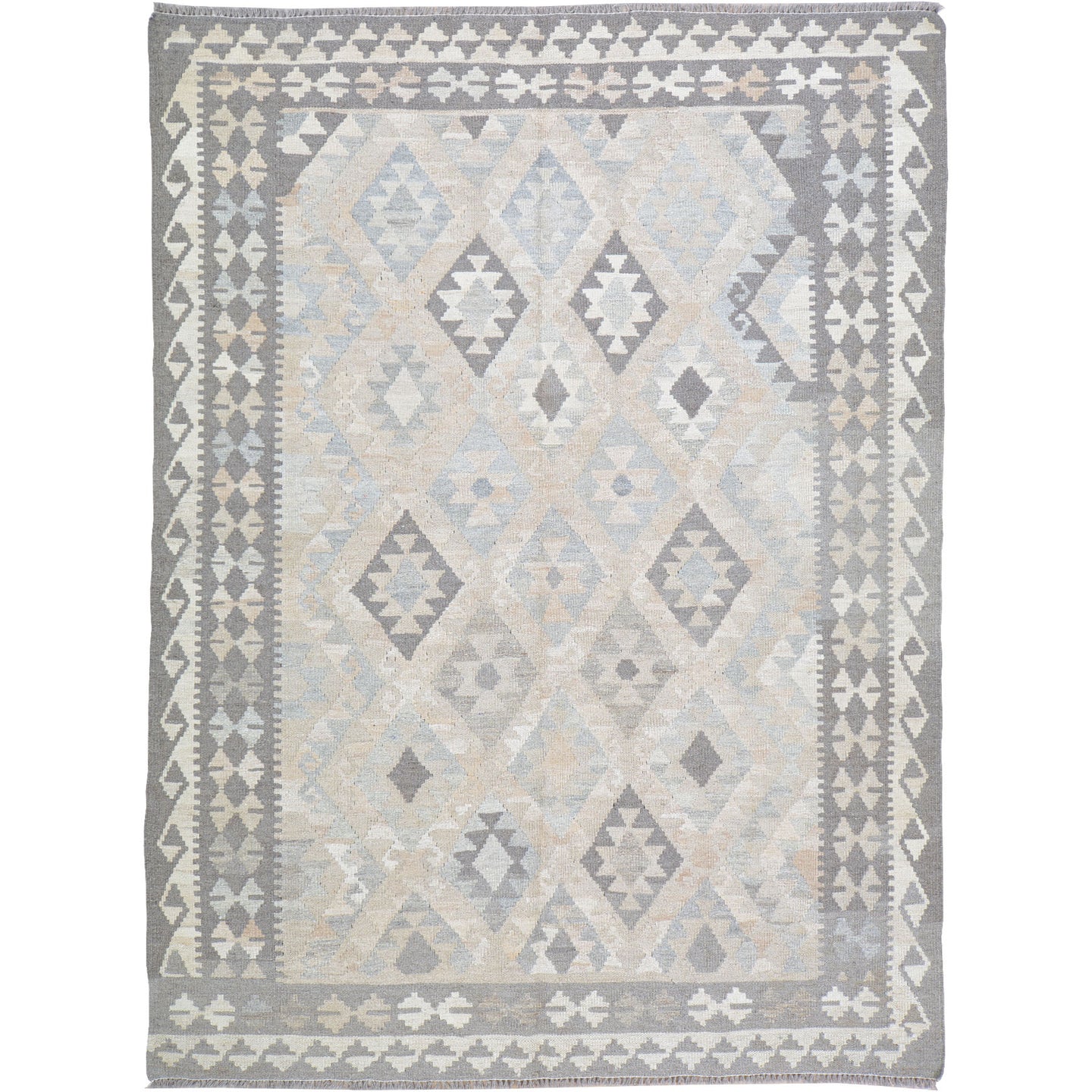 Hand-Woven Reversible Traditional Design Handmade Kilim Rug (Size 5.2 X 6.7) Cwral-10806