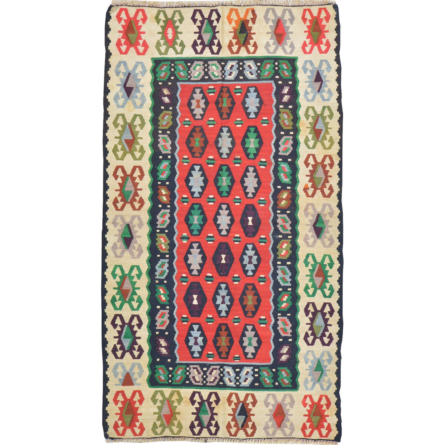 Hand-Woven Turkish Traditional Design Handmade Kilim Rug (Size 3.7 X 6.1) Cwral-10815