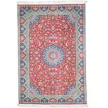 Load image into Gallery viewer, Hand-Knotted Kashmiri Silk Traditional Design Handmade Rug (Size 4.1 X 6.2) Cwral-10824