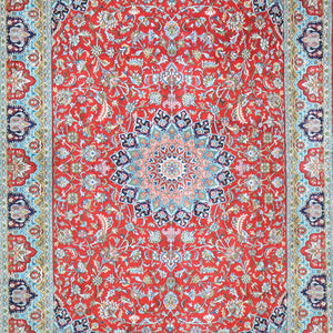 Hand-Knotted Kashmiri Silk Traditional Design Handmade Rug (Size 4.1 X 6.2) Cwral-10824