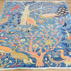 Hand-Knotted Paradise Birds Design Handmade Wool  Rug (Size 3.2 X 4.11) Cwral-10839