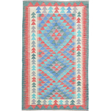 Load image into Gallery viewer, Flatweave Reversible Geometric Design 100% Wool Rug (Size 3.8 X 5.10) Cwral-10872