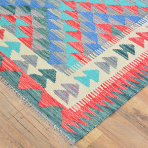 Flatweave Reversible Geometric Design 100% Wool Rug (Size 3.8 X 5.10) Cwral-10872