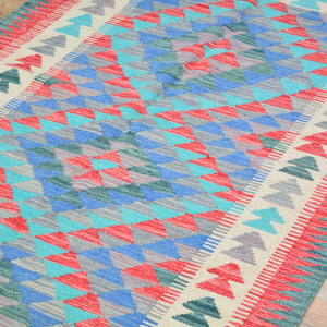 Flatweave Reversible Geometric Design 100% Wool Rug (Size 3.8 X 5.10) Cwral-10872