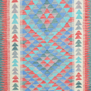 Flatweave Reversible Geometric Design 100% Wool Rug (Size 3.8 X 5.10) Cwral-10872