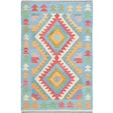 Load image into Gallery viewer, Hand-Woven Reversible Geometric Design 100% Wool Kilim Rug (Size 3.4 X 5.0) Cwral-10875