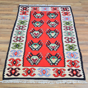 Hand-Woven Reversible Turkish Wool Kilim Handmade Rug (Size 2.3 X 4.3) Cwral-10881