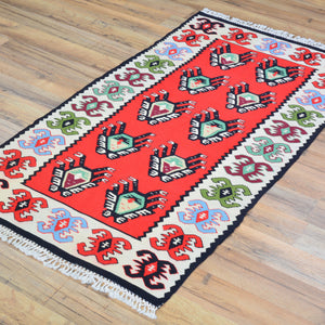 Hand-Woven Reversible Turkish Wool Kilim Handmade Rug (Size 2.3 X 4.3) Cwral-10881