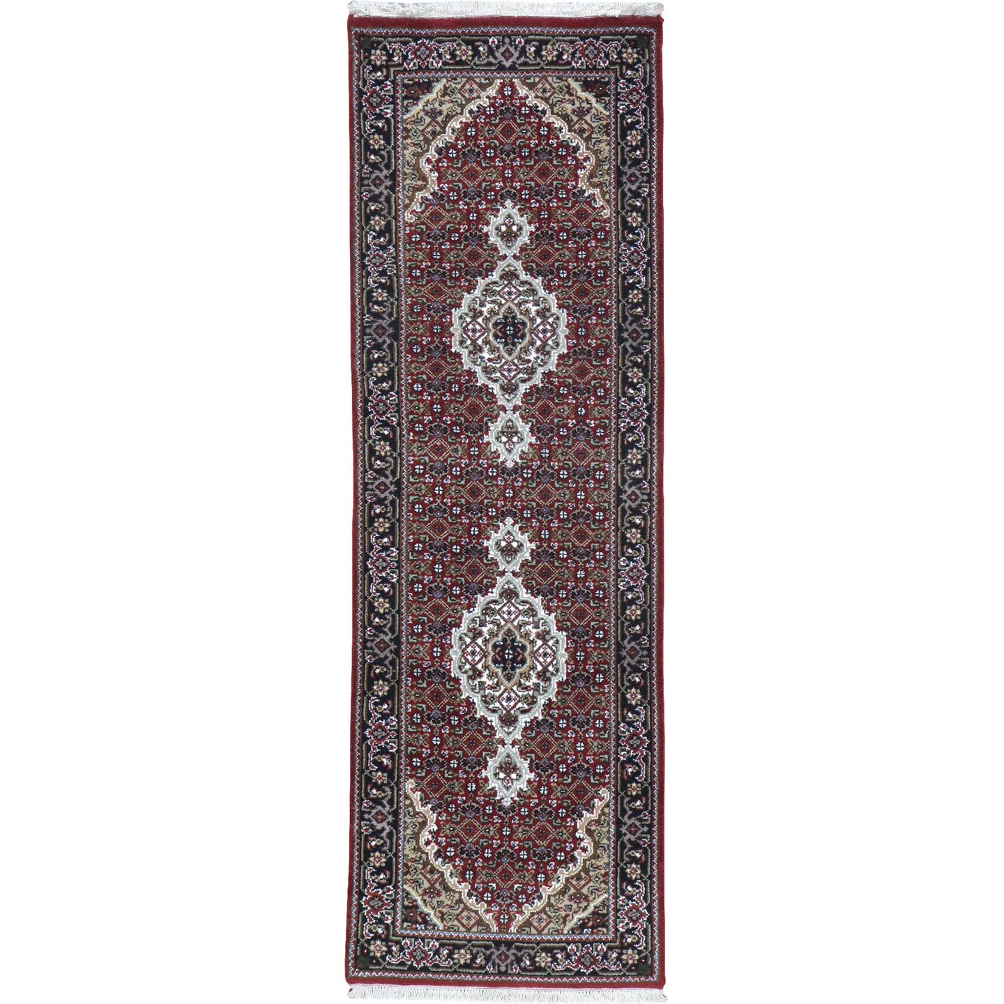 Hand-Knotted Traditional Mahi Design Handmade Wool/Silk Rug (Size 2.0 X 6.0) Cwral-10896