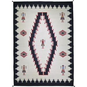 Hand-Woven Reversible Southwestern Design Handmade Wool Rug (Size 10.2 X 14.0) Cwral-10293