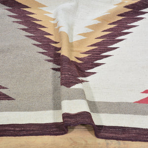 Hand-Woven Reversible Southwestern Design Handmade Wool Kilim (Size 9.9 X 13.2) Cwral-10296