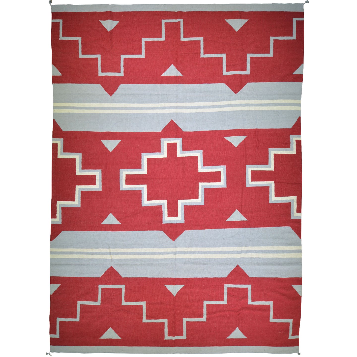 Hand-Woven Reversible Southwestern Design Handmade Wool Kilim (Size 10.0 X 13.8) Cwral-10302