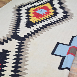 Hand-Woven Reversible Southwestern Design Handmade Wool Kilim (Size 10.0 X 13.8) Cwral-10305