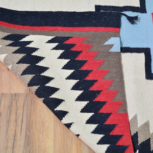 Hand-Woven Reversible Southwestern Design Handmade Wool Kilim (Size 8.0 X 10.1) Cwral-10314