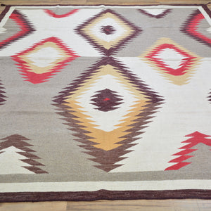 Hand-Woven Reversible Southwestern Design Handmade Wool Kilim (Size 7.7 X 9.5) Cwral-10317