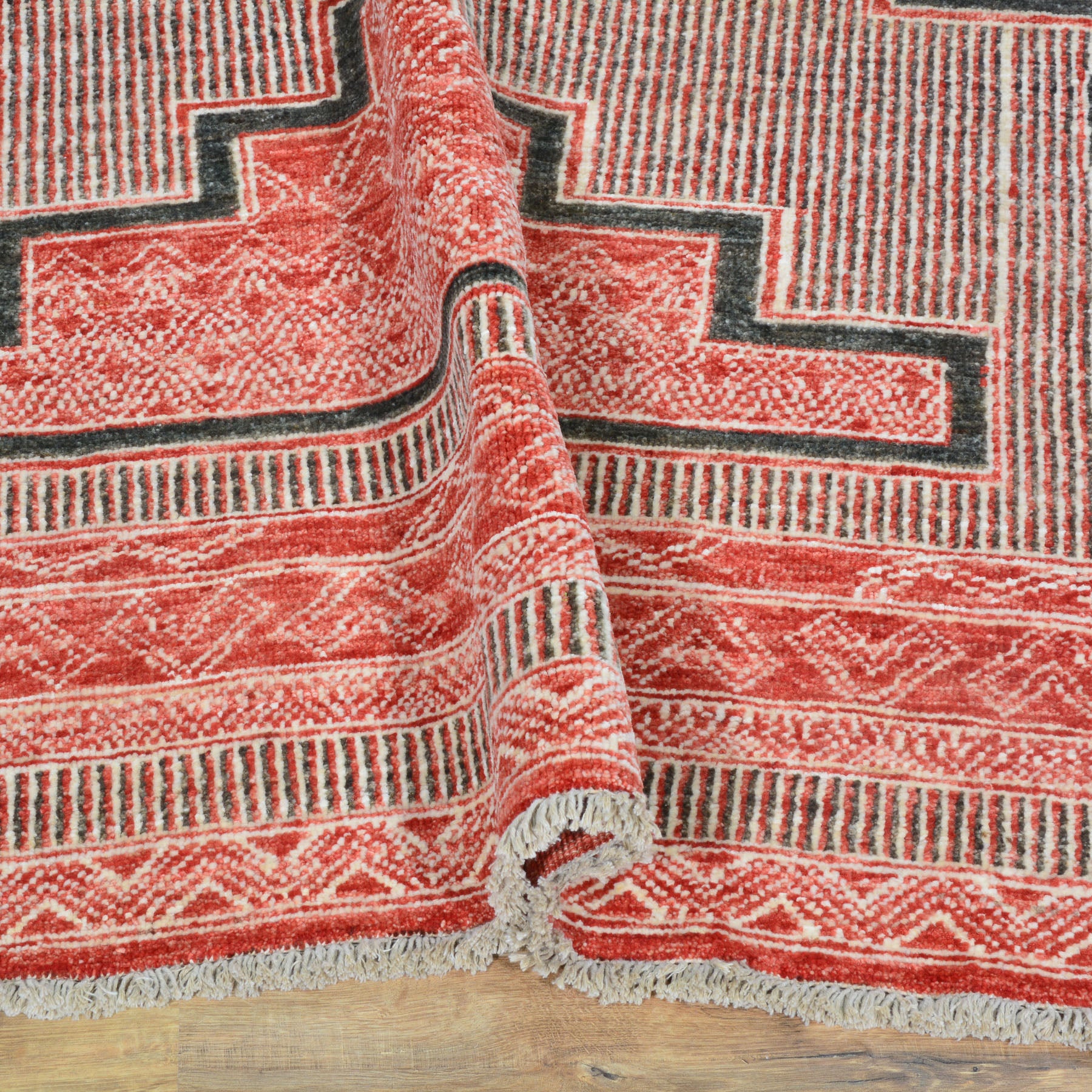 1960s Traditional Southwestern Wool Hand Knotted Striped Design