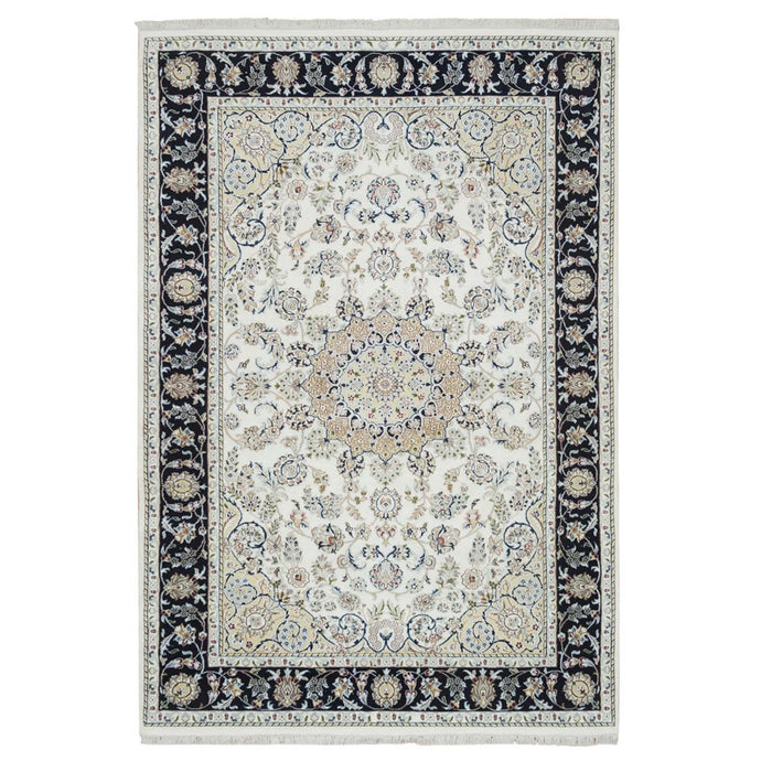 Hand-Knotted Oriental Indo Nain Design Wool & Silk Handmade Rug (Size 5.10 X 9.1) Cwral-10581