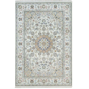 Hand-Knotted Oriental Indo Nain Design Wool & Silk Handmade Rug (Size 6.1 X 9.1) Cwral-10584