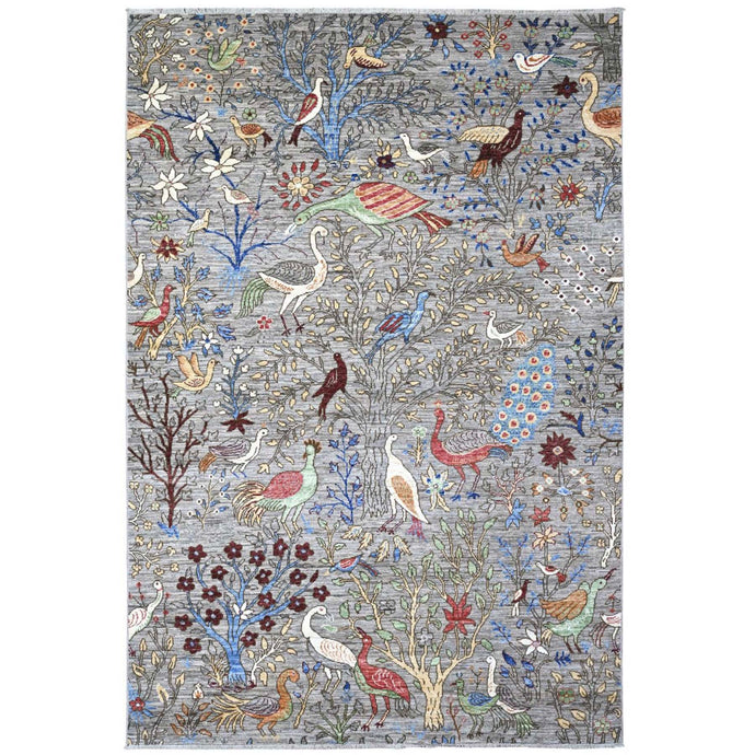 Hand-Knotted Handmade Tribal Paradise Birds Wool Rug (Size 5.11 X 8.10) Cwral-10596