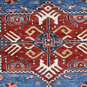 Fine Hand-Knotted Blue Kazak Design Handmade Wool Rug (Size 8.3. X 10.0) Cwral-10599