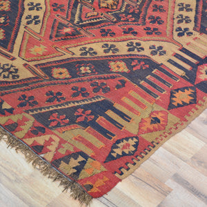 Hand-Woven Tribal Turkish Reversible Wool Oriental Kilim Rug (Size 3.5 X 8.4) Cwral-3285