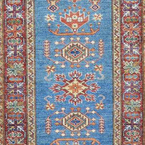 Hand-Knotted Fine Super Kazak Tribal Handmade 100% Wool Rug (Size 2.9 X 12.10) Cwral-4494