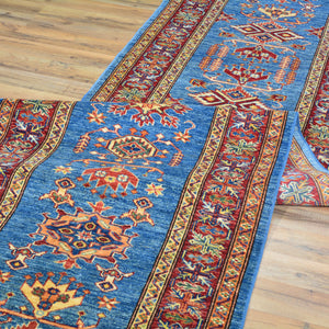 Hand-Knotted Fine Super Kazak Tribal Handmade 100% Wool Rug (Size 2.9 X 12.10) Cwral-4494