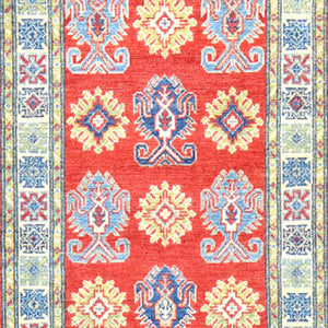 Hand-Knotted Oriental Kazak Tribal Design Handmade 100% Wool Rug (Size 2.7 X 16.5) Brral-4611