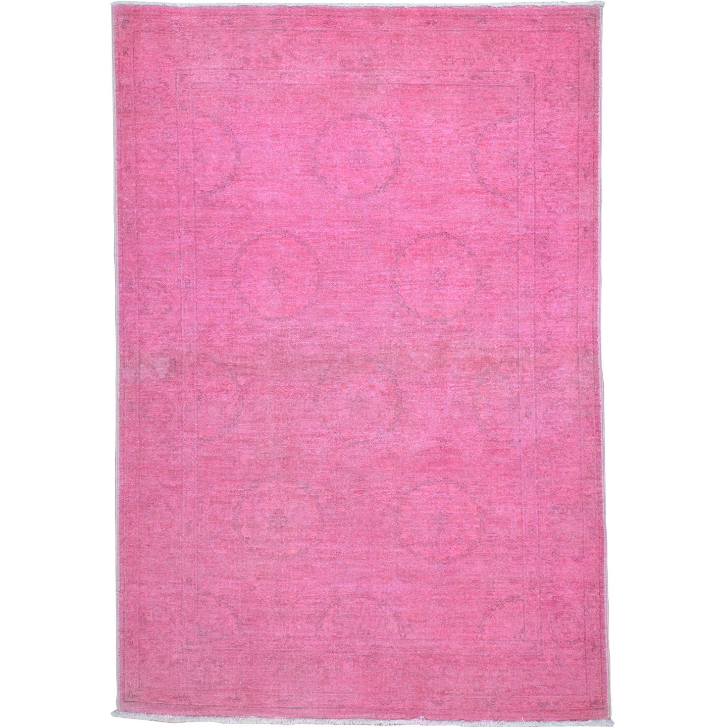 Hand-Knotted Pink Overdyed Chobi Wool Handmade Rug (Size 4.1 X 6.1) Brral-495