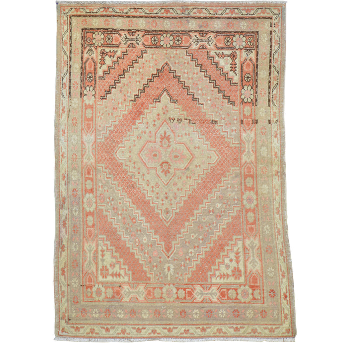 Hand-Knotted Vintage Tribal Turkish Wool Oriental Handmade Rug (Size 3.9 X 5.5) Brrsf-639