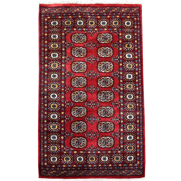 Hand-Knotted Tribal Jaldar Bokhara Handmade Wool Rug (Size 3.1 X 5.1) Cwral-8898