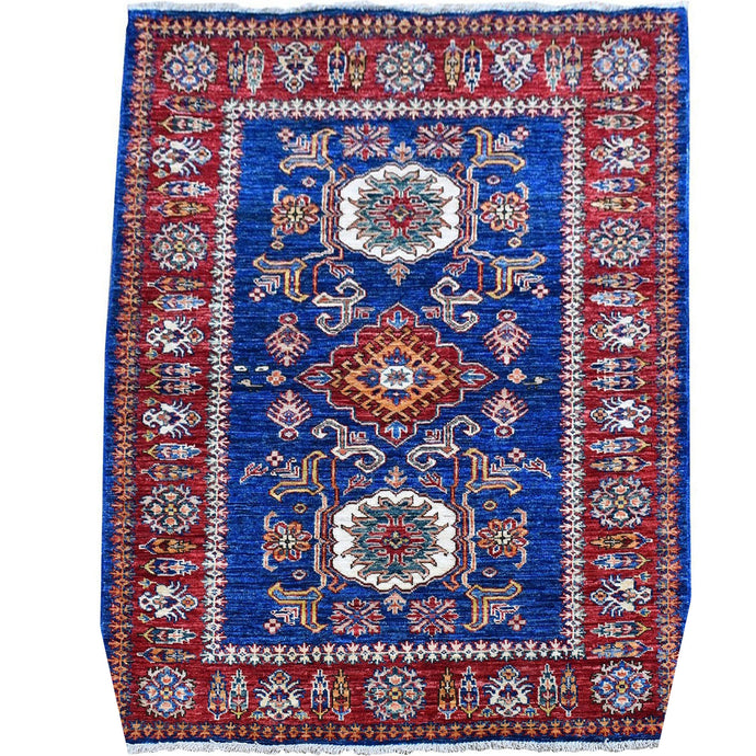 Fine Hand-Knotted Caucasian Kazak Design Handmade Wool Rug (Size 3.4. X 4.9 ) Cwral-9060