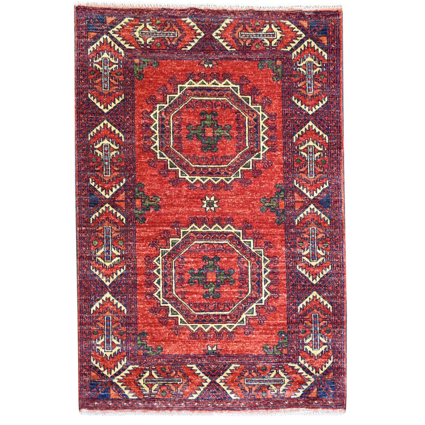 Hand-Knotted Afghan Ersari Tribal Handmade Wool Traditional Rug (Size 3.4 X 4.9) Cwral-9843