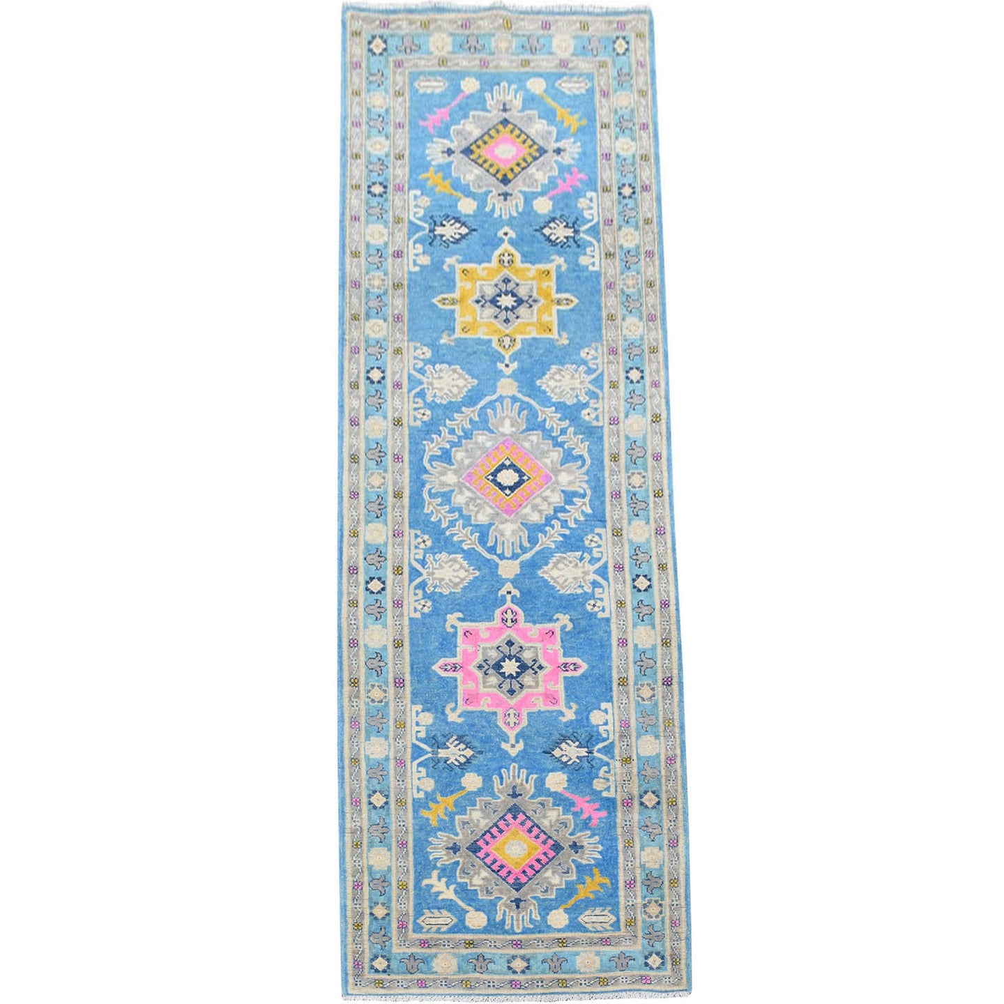 Hand-Knotted Vintage look Kazak Design Handmade Wool Rug (Size 2.10 X 9.2) Cwral-9909