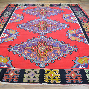 Hand-Woven Reversible Turkish Bessarabian Kilim Handmade Wool Rug (Size 7.2 X 10.5) Cwral-10083
