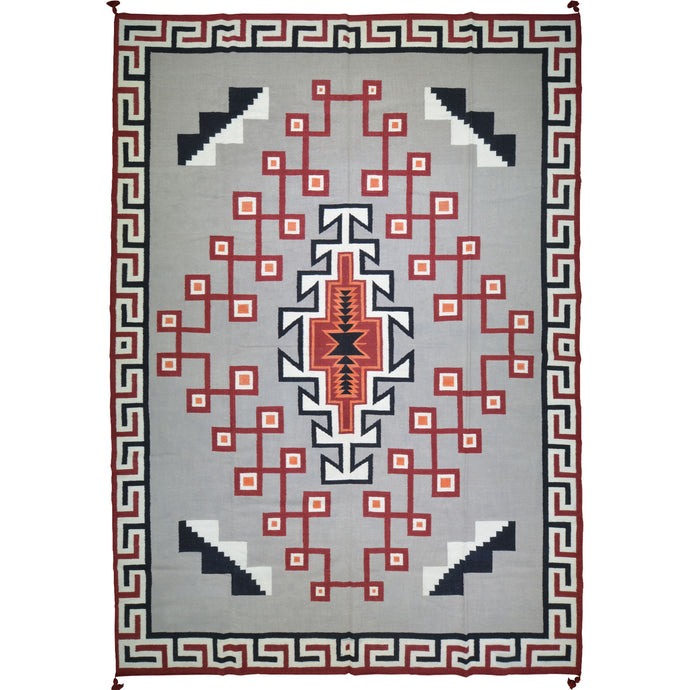 Hand-Woven Reversible Southwestern Design Kilim Handmade Wool Rug (Size 9.11 X 13.8) Cwral-10092