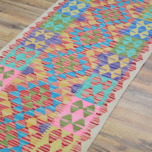 Hand-Woven Reversible Momana Kilim Handmade Wool Rug (Size 2.3 X 6.4) Cwral-10101