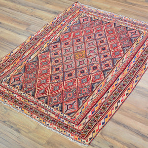 Multi-Weave Tribal Mashwani Sumak Handmade Geometric Design Rug (Size 2.10 X 4.0) Cwral-10116