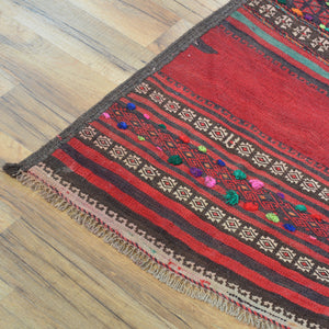 Hand-Woven Old Turkish Kilim Oriental Tribal Handmade Wool Rug (Size 1.9 X 13.11) Cwral-10146