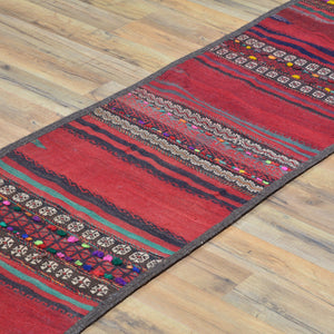 Hand-Woven Old Turkish Kilim Oriental Tribal Handmade Wool Rug (Size 1.9 X 13.11) Cwral-10146