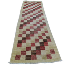 Load image into Gallery viewer, Hand-Knotted Peshawar Gabbeh Checker Design Oriental Handmade Rug (Size 2.6X9.7) Cwral-10155