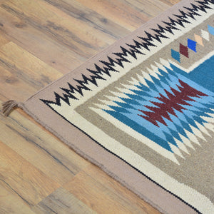 Hand-Woven Reversible Southwestern Design Handmade Wool Kilim (Size 4.2 X 5.11) Cwral-10350