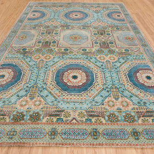 Hand-Knotted Traditional Mumluk Design Wool & Silk Oriental Rug (Size 9.9 X 14.0) Cwral-10386