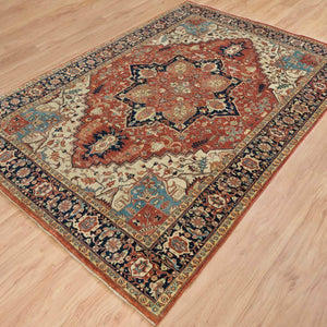 Hand-Knotted Traditional Heriz Design Oriental Handmade Wool Rug (Size 6.1 X 9.2) Cwral-10419