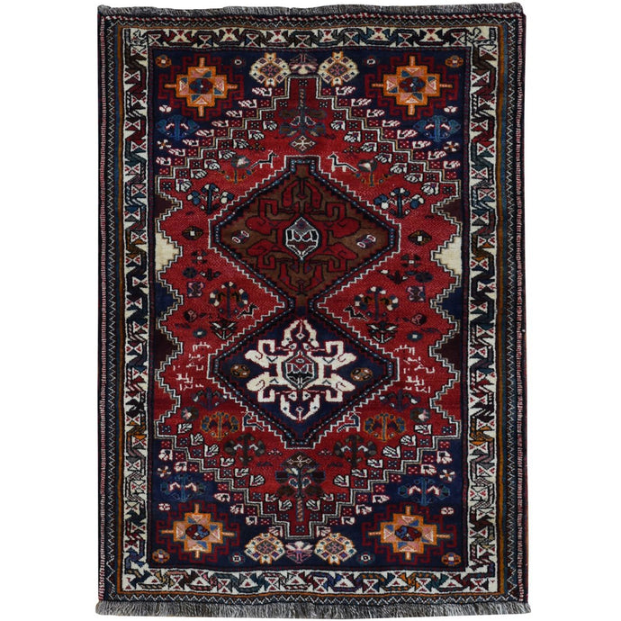 Hand-Knotted Vintage Persian Shiraz Oriental Handmade Wool Rug (Size 3.8 X 5.4) Cwral-10440